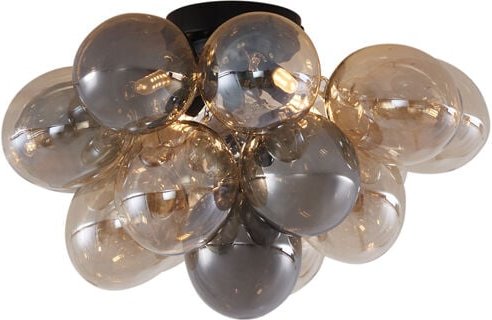 Design Deckenleuchte Schwarz mit Bernstein- und Rauchglas 4-flammig - Uvas