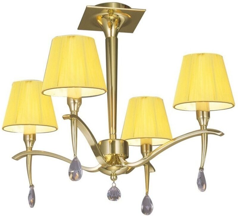 Inspired Mantra - Siena PB - Semi Flush Ceiling Round 4 Light E14, Messing poliert mit Amber Cream Shades und klarem Kri...