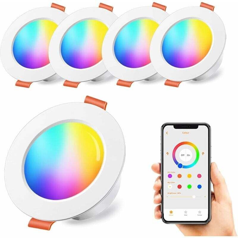 4er-Pack 10 w RGB-Farbwechsel-LED-Einbaustrahler, RGBW-Farbdimmung, App-Steuerung, 3 Zoll IP44 Warmweiß 2700 k dimmbare ...
