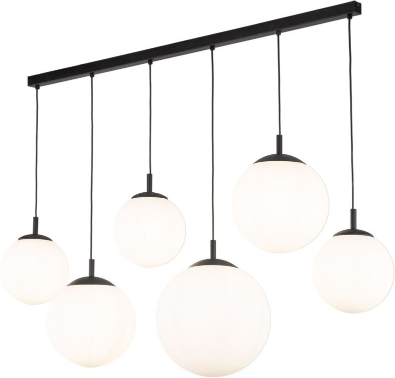Pendelleuchte Glas Metall E27 H: max. 150 cm Schwarz Weiß Kugelschirm Modern