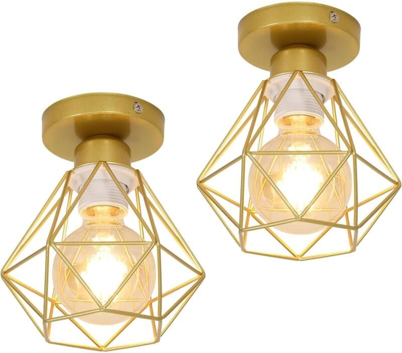 GOECO 2 Stück Vintage-Industrie-Deckenleuchten, E27-Metall-Käfig-Hängeleuchten im Retro-Stil für Wohnzimmer, Café, Bar, ...