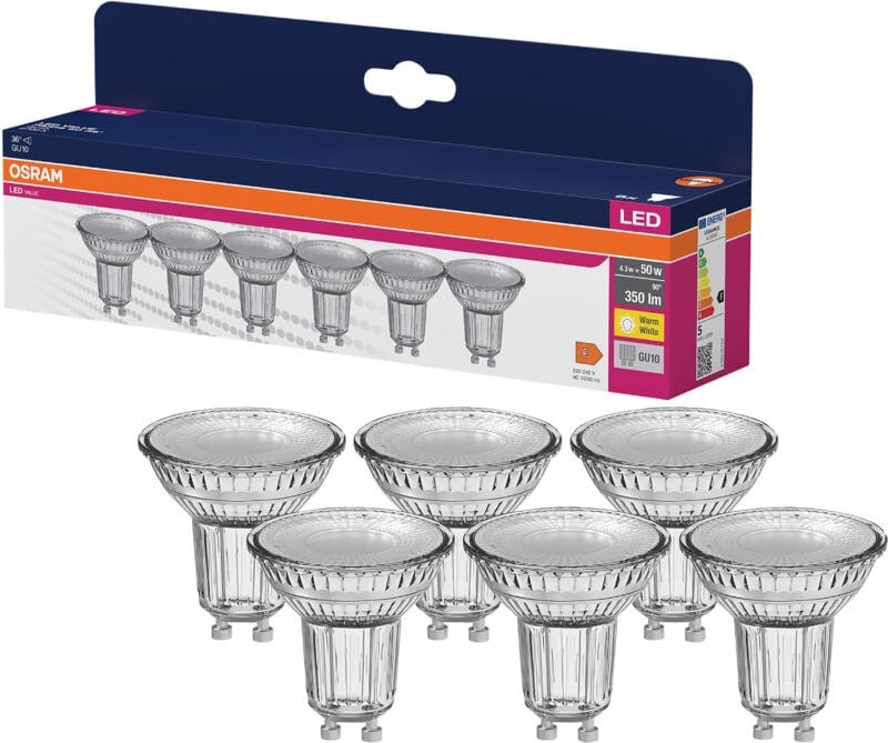 Osram - 4099854334443 led eek f (a - g) GU10 4.3 w = 50 w Warmweiß (ø x h) 50 mm x 50 mm 6 St.