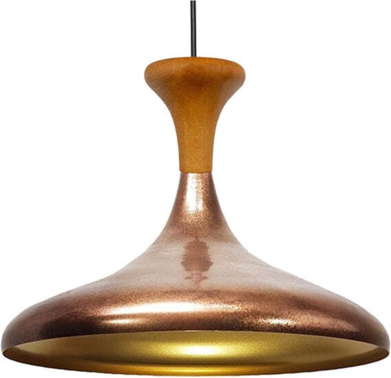 Schlichte Pendelleuchte aus Kupferholz für das Kopfteil - Vintage-Kronleuchter E27 Ø35 cm für Wohnzimmer, Schlafzimmer o...