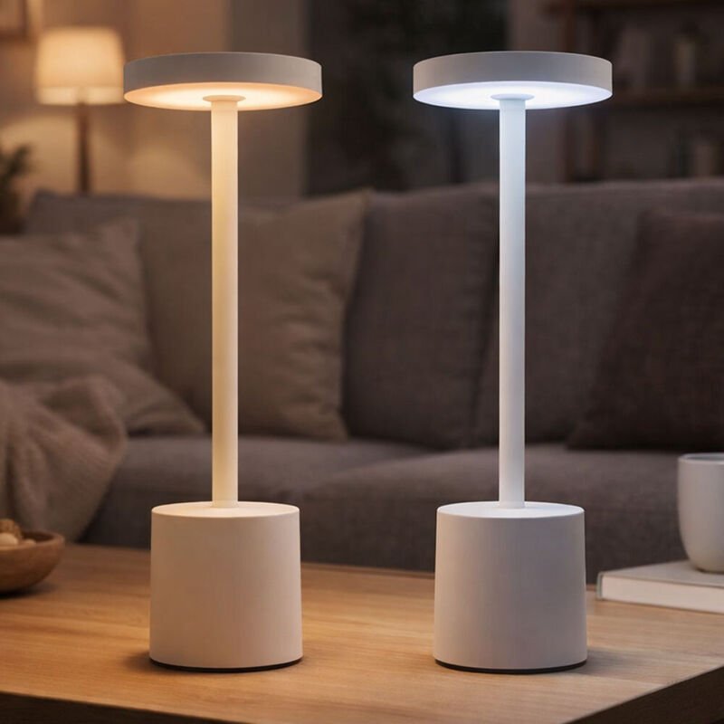 LED Tischlampe weiß Wohnzimmerleuchte Nachttischlampe Schlafzimmerleuchte, verstellbare Lichtfarben, warmweiß - kaltweiß...