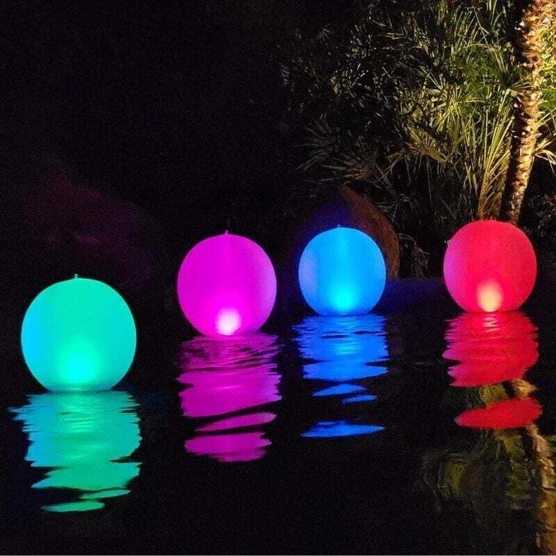 4 Stück Solar-Pool-Lichtkugel 35 cm, IP68 wasserdichter LED-Solarglobus, farbwechselnde LED-Nachtlampe für den Außenbere...
