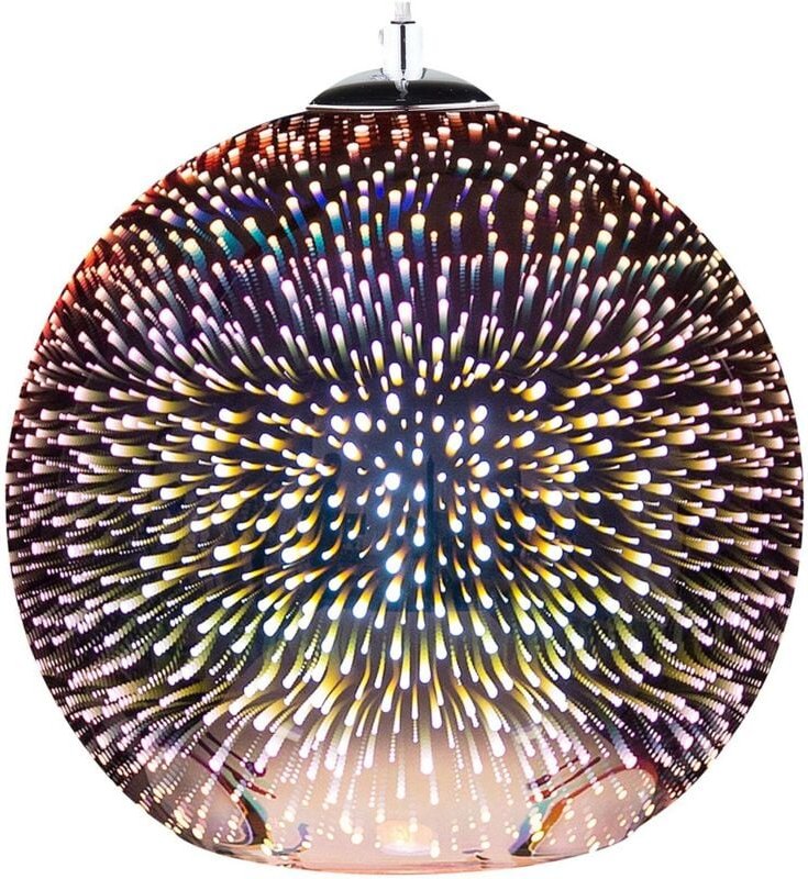 Hängeleuchte Kupfer Glas mit Schirm in Kugelform 3D-Feuerwerk-Effekt Skandinavischer Stil für Wohnzimmer Esszimmer