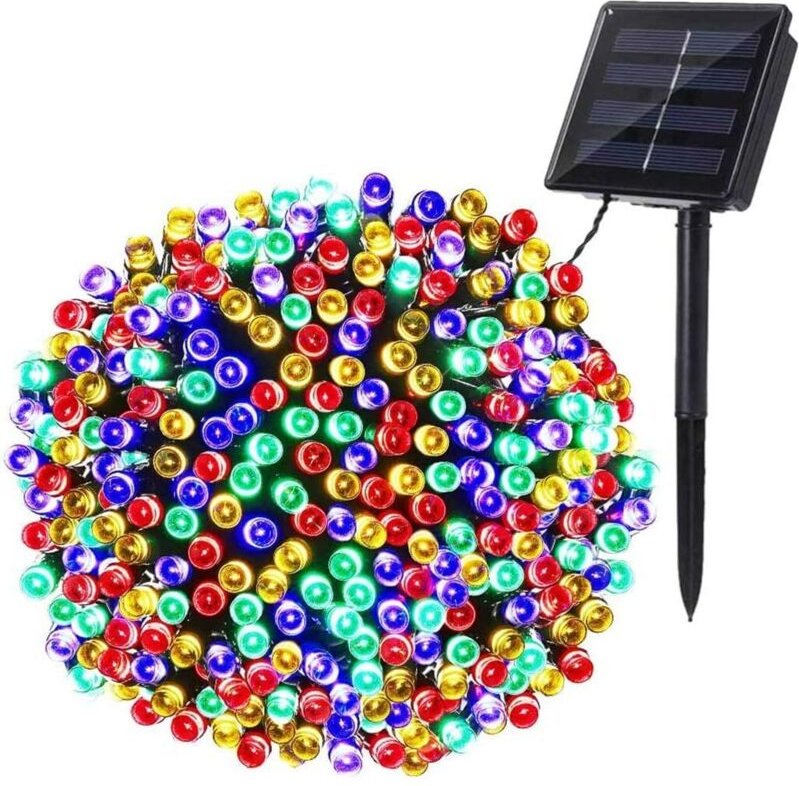 Solarbetriebene Weihnachtslichterkette, 22 m, 200 LEDs, wasserdicht, 8 Modi, dekorative Lichterkette für Garten, Balkon,...