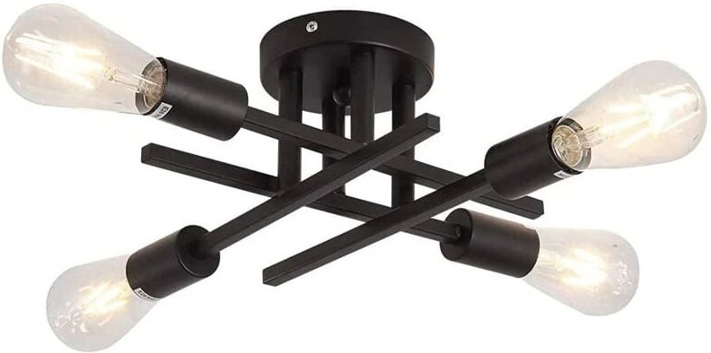Comely - Mattschwarze halbbündige Deckenleuchte, 4-flammiger moderner Kronleuchter für Bauernhaus, Küche, Esszimmer, Sch...