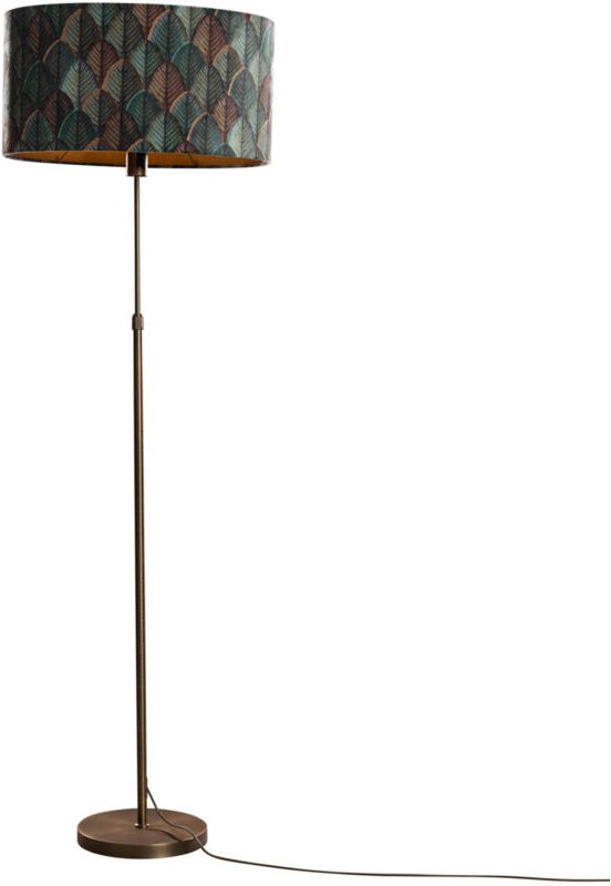 Stehleuchte Bronze mit ovalem Samtschirm Blattdesign 50cm - Parte