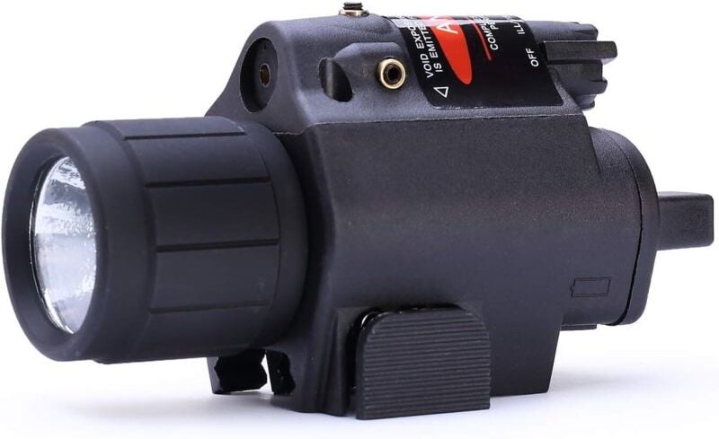 Wiederaufladbare LED-Taschenlampe mit rotem Punkt – 20-mm-Picatinny-Schiene – Druckschalter – Tragetasche