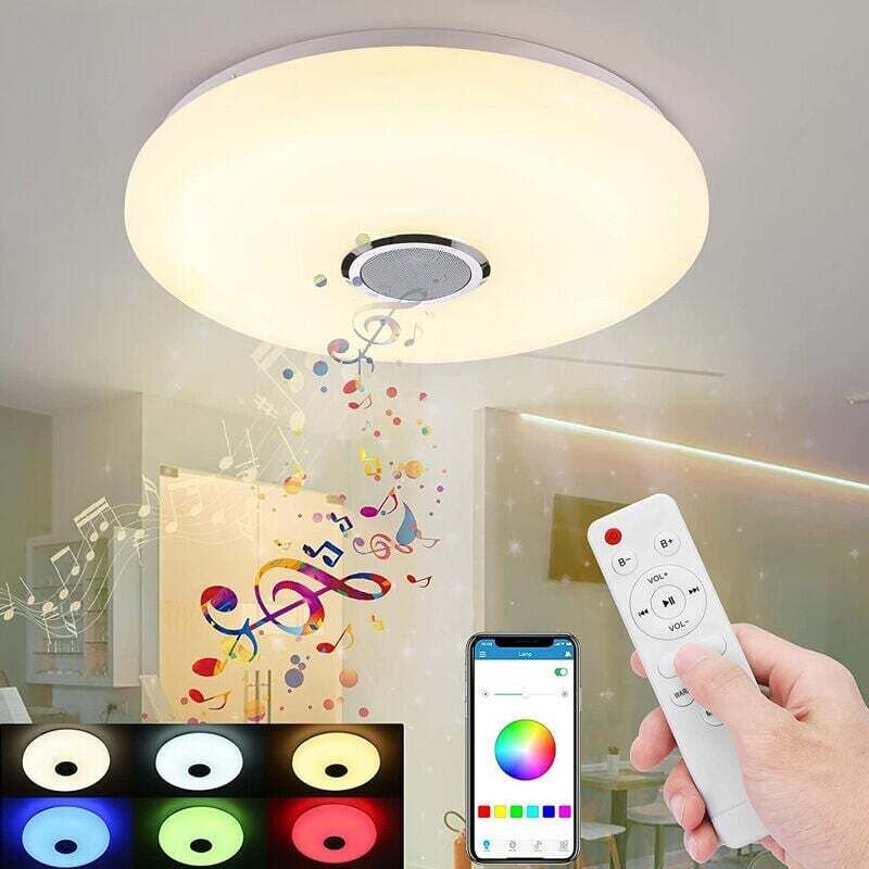 Dimmbare 36-W-LED-Deckenleuchte mit Bluetooth-Lautsprecher, Fernbedienung/App-Steuerung, RGB-Farbwechsel, geeignet für K...