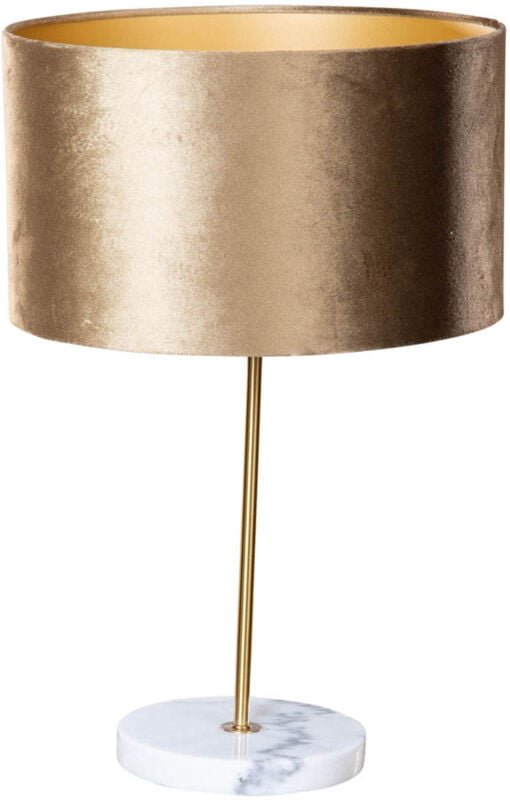 Tischleuchte Messing mit braunem Samt-Schirm 35cm - Kaso