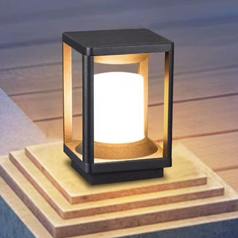 Stehleuchte für den Außenbereich, wasserdicht nach IP65, E27-Fassung, geeignet für Garten, Einfahrt, Rasen (schwarz/F) [...