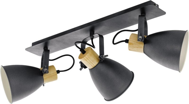 3er Spot Coswarth anthrazit holz 67 x 14 x 24 cm E27 Deckenlampen & Kronleuchter - Eglo