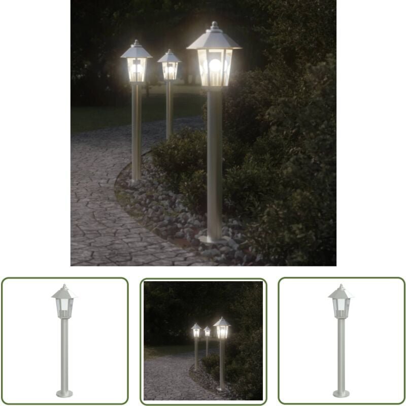 Wegeleuchte Silbern 80 cm Edelstahl - Outdoor-Beleuchtung - Gartenlampe - Edelstahl Lampe - LED-Lampe - Wetterfeste Bele...