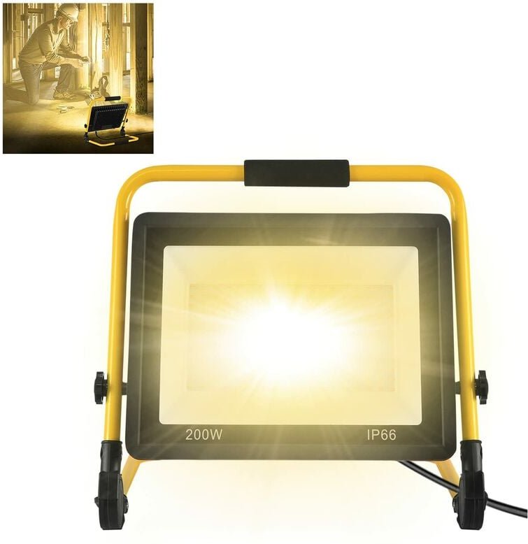 Baustrahler led Baustellen Flutlicht Arbeitsscheinwerfer Baustellenlampe Tragbare Arbeitsleuchte inkl. Standgestell und ...