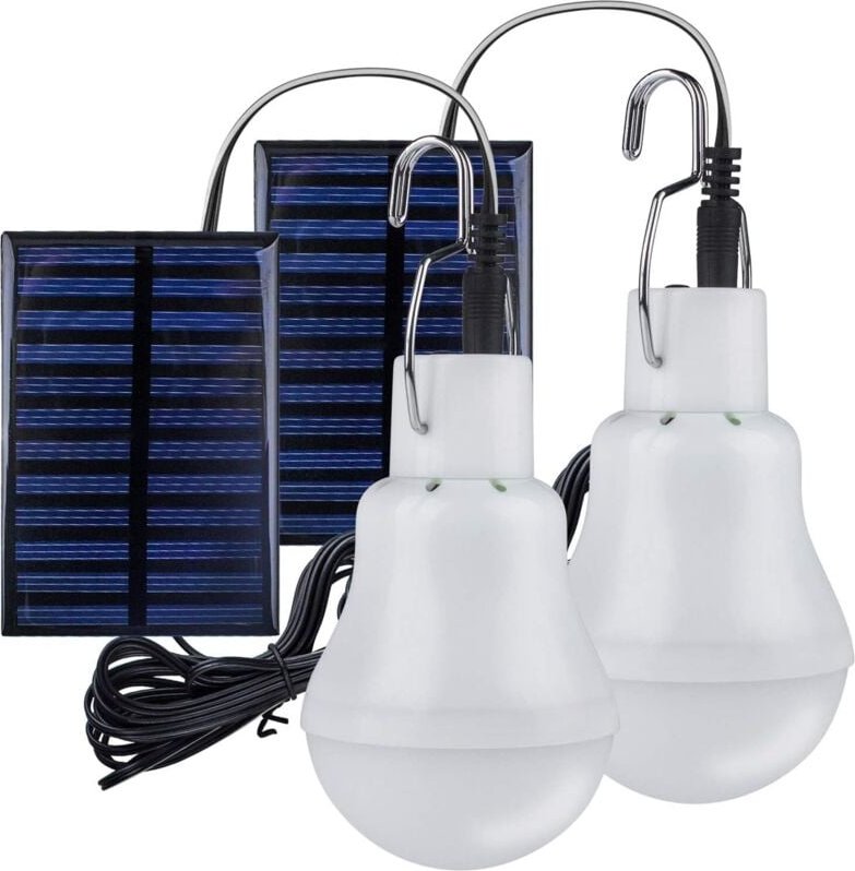 2 tragbare Solar-Campingleuchten, LED-Solarbirne, Solar-Notlampe, Gartenleuchte, Laterne, Solarbeleuchtung mit Panel-Hak...