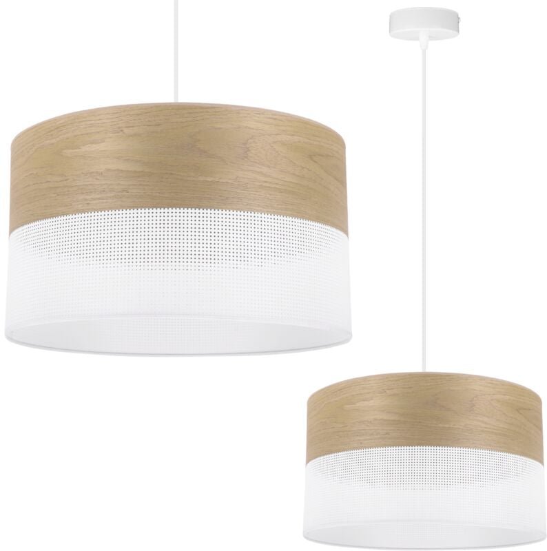 Einzelne Hängelampe, Lampenschirm Aus Goldenem Eichenfurnier, 35 Cm