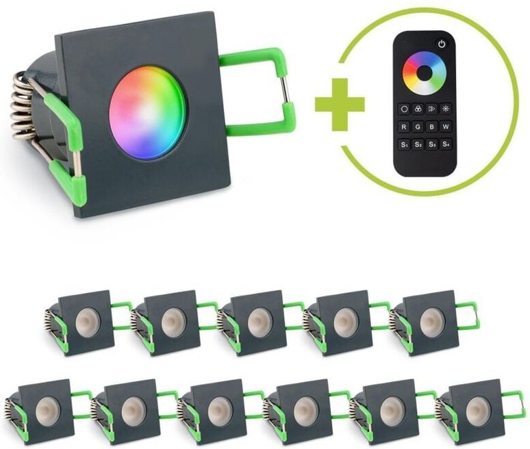 Einbaustrahler Mini Livorno eckig 3W RGBW IP65 - Farbe: anthrazit RAL 7016 - Anzahl: 12x