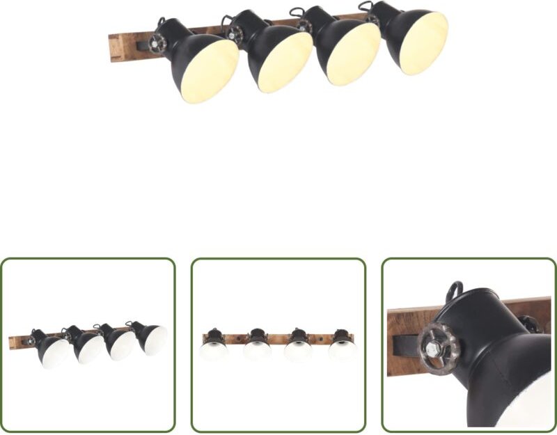 vidaXL Wandlampe Braun - Wandlampe Industriestil Schwarz 90x25 cm E27