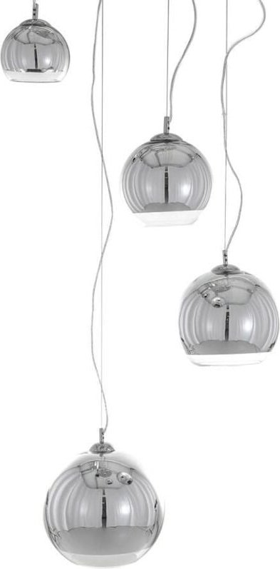Laurent - Moderne hängende Pendelleuchte Chrom 4 Licht mit Glasschirm, E27 - Italux