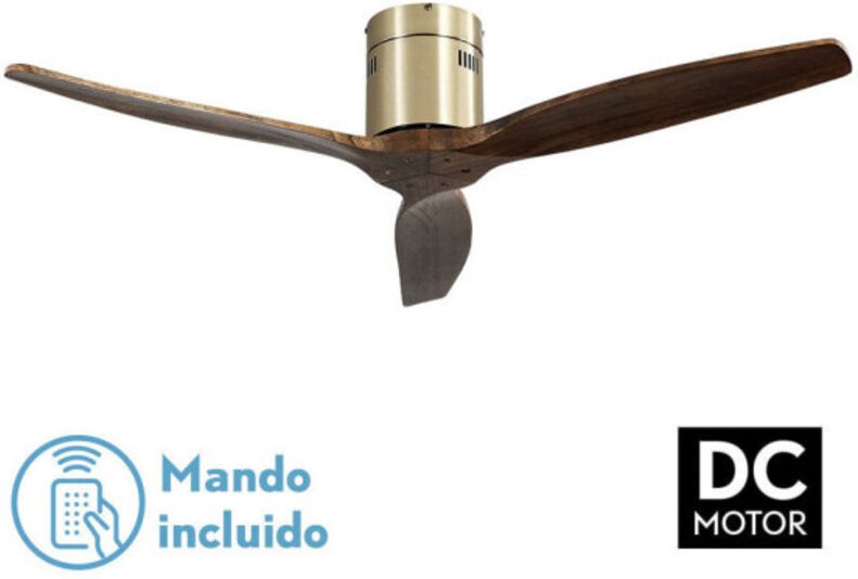 Thumbnail - Fabrilamp - Deckenventilator -dc Modell aguilon Bronze, 3 Flügel Eiche, 5 Geschwindigkeiten, Fernbedienung, Zeitschaltuh...