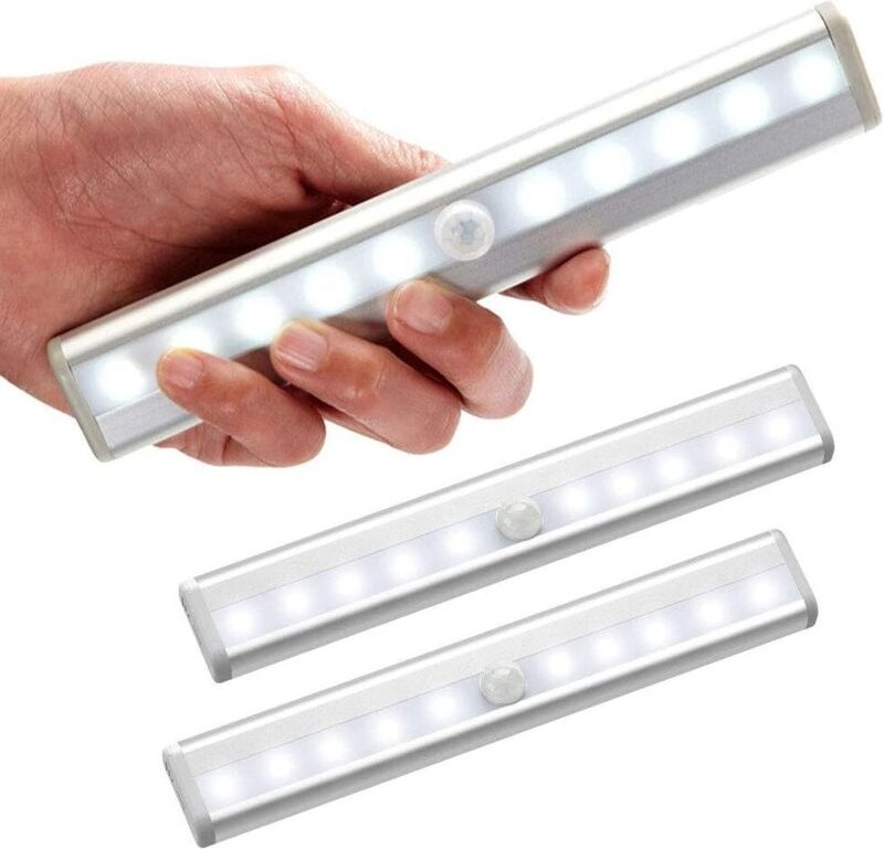 3er-Pack LED-Bewegungsmelder-Licht, Kleiderschrank-Licht für den Innenbereich, 10 LEDs, kabelloser Strahler, LED-Schrank...
