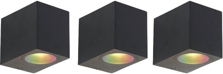 3er-Set smarte Wandleuchten schwarz GU10 50mm IP44 - Baleno