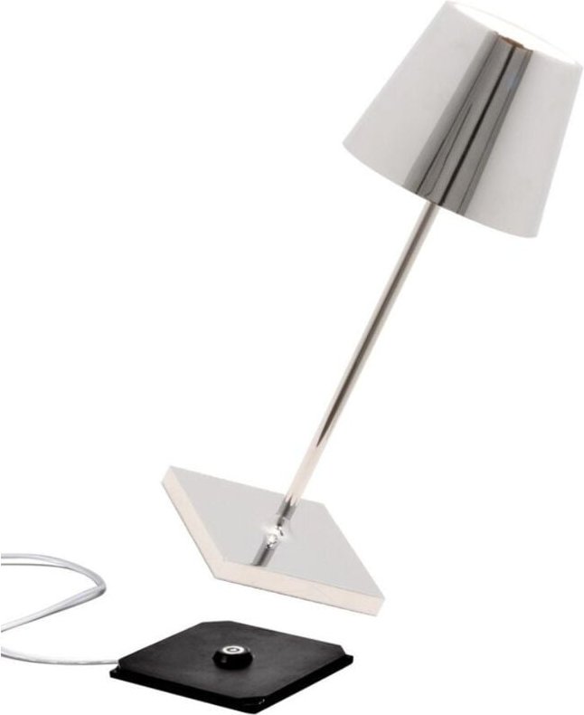 Thumbnail - Poldina Pro Mini LED-Tischleuchte in poliertem Chrom, wiederaufladbar und dimmbar mit einer Akkulaufzeit von bis zu 12 S...