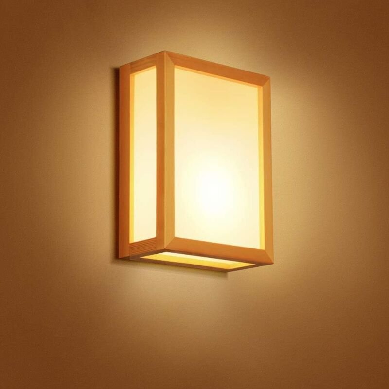 Japanische kreative Doppelkopf-Wandlampe aus Massivholz für Schlafzimmer, Nachttisch, Wohnzimmer, Flur, Arbeitszimmer, W...