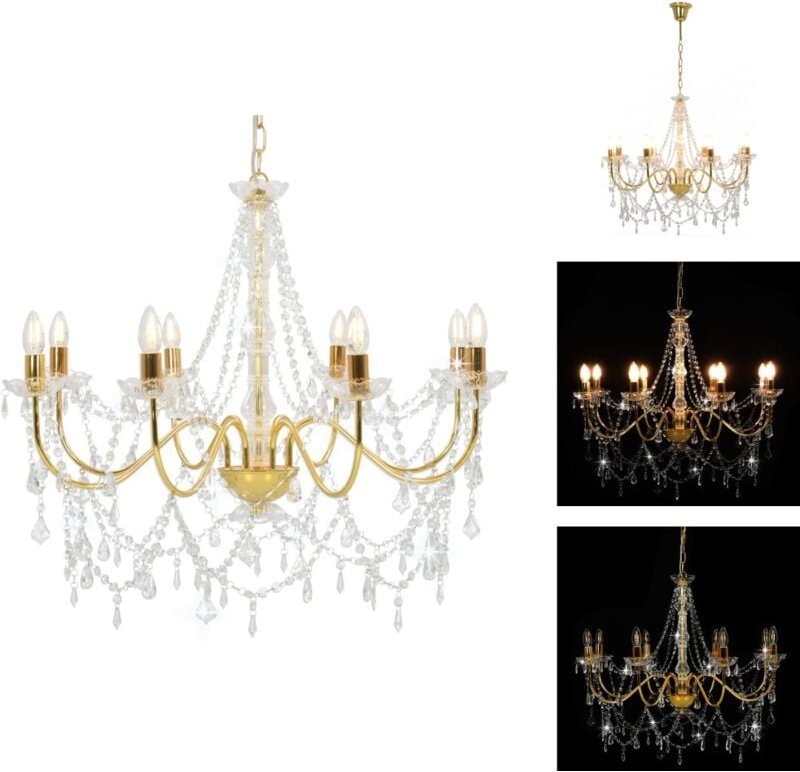 Vidaxl - Kronleuchter - Living Kronleuchter mit Perlen Golden 8 x E14-Fassungen - Gold