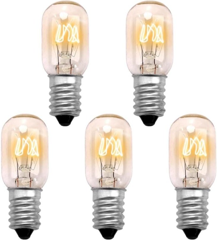 10x Kühlschrankbirne 15W E14 Warmgelb beständig bis 300°C (2500K, T22, 22mm, 10er Pack T22 Backofenlampen für Backofen, ...