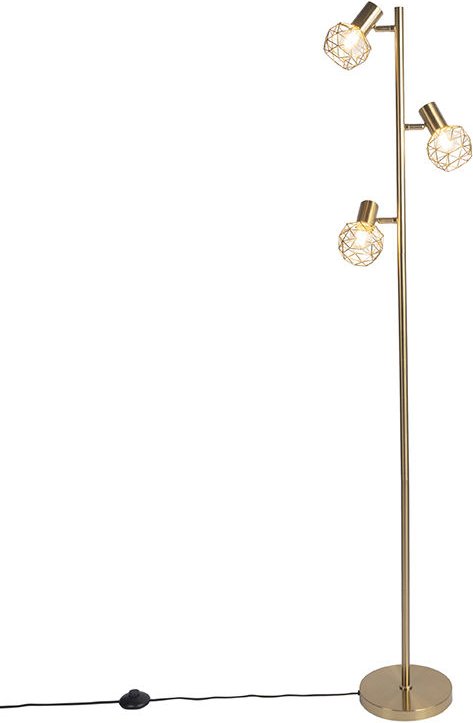 Design Stehleuchte Gold 3-Licht verstellbar - Mesh