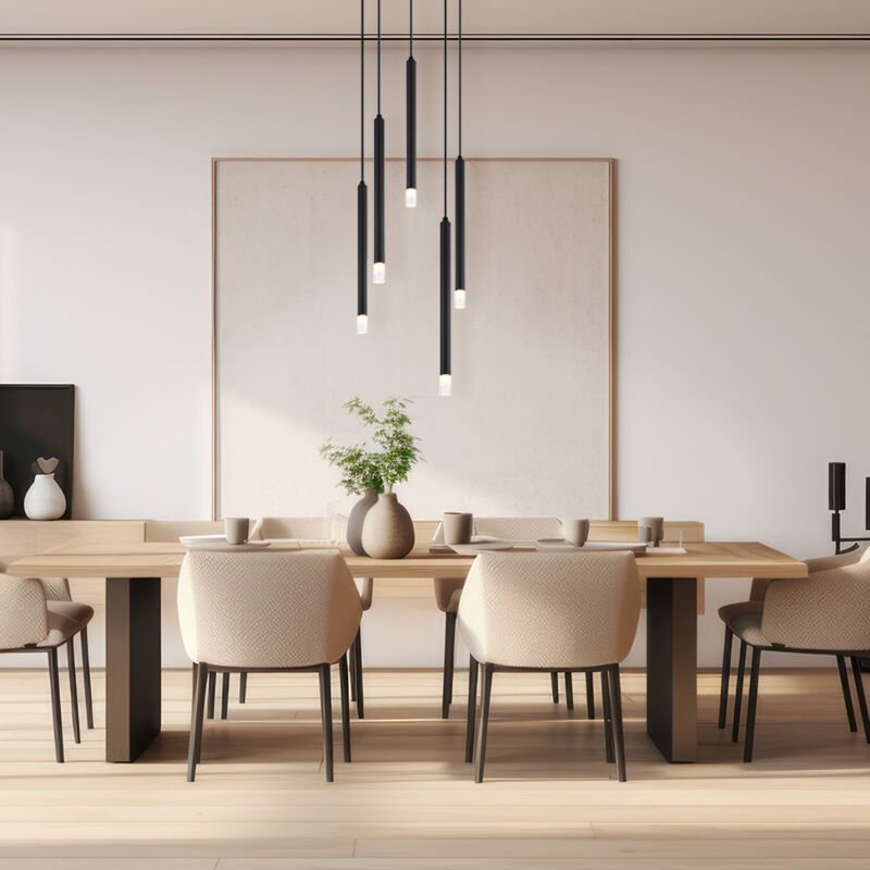 Pendelleuchte Hängelampe Esstischleuchte 5 flammig Wohnzimmerlampe schwarz, Metall Acryl, 5x G9, DxH 34 x 120 cm