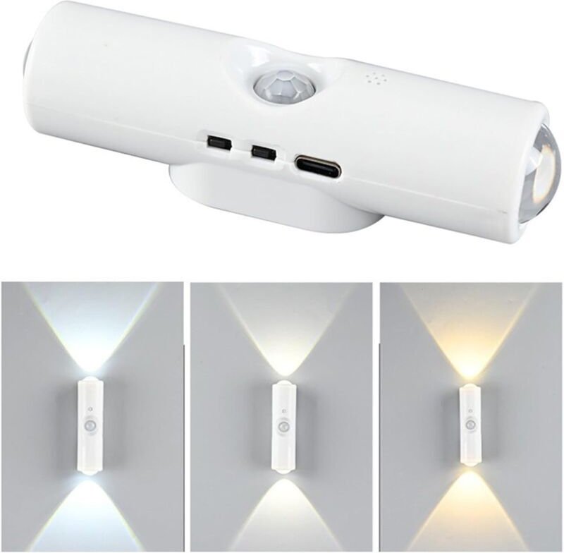 Intelligente Wandleuchte mit Bewegungssensor und Magnethalterung, wiederaufladbares LED-Nachtlicht per USB für Schlafzim...