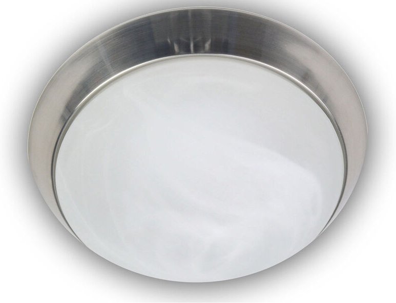 Niermann - Deckenleuchte rund, Glas Alabaster, Dekorring Silber matt, ø 30cm