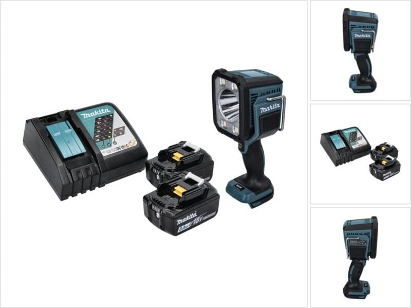 Dml 812 rt Akku led Handstrahler Taschen Lampe 18 v 1250 lm + 2x Akku 5,0 Ah + Ladegerät - Makita
