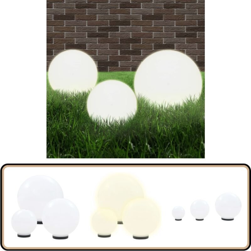 LED-Gartenleuchten-Set 3-tlg. Kugelförmig 20/30/40 cm pmma - led Gartenleuchte - Outdoor Beleuchtung - Gartendeko - Kuns...