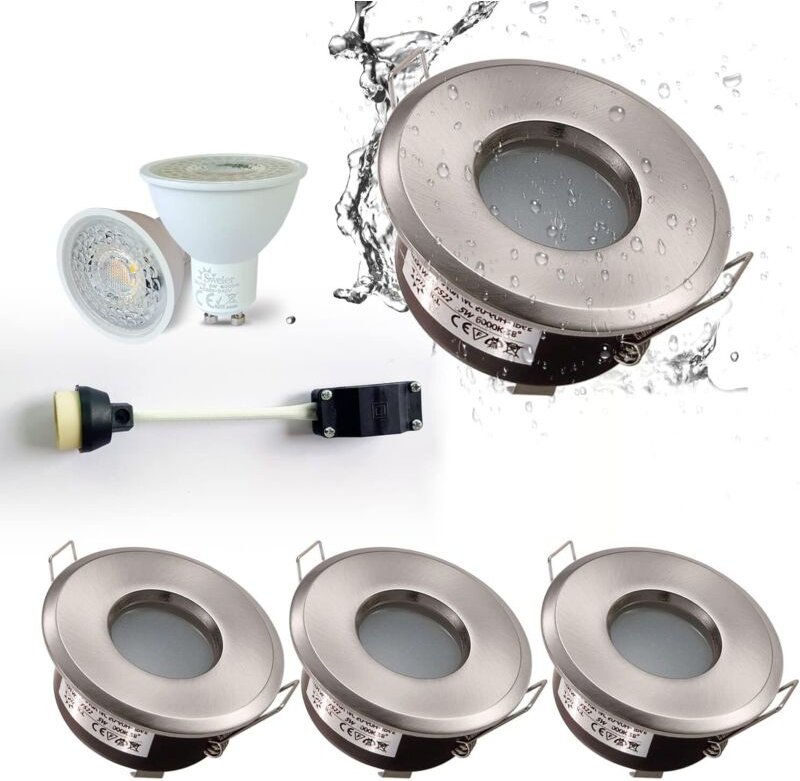 LED Einbaustrahler 230v, IP65 Wasserdicht Gussaluminium Einbauleuchten 5W LED Spots Badezimmer für 68-75mm Lochmass, GU1...