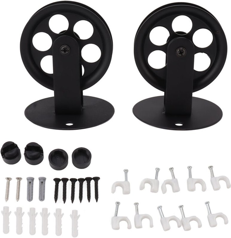 SUNXURY 2 schwarze Industrie-Flaschenrollen für Plug-in-Scheunen-Pendelleuchte, Vintage-Decken- und Wandhalterung, Hebe-...