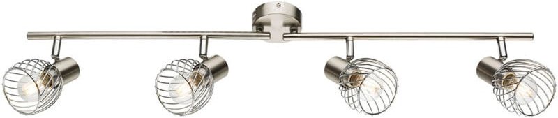 Deckenstrahler TEXAS Silber 4-flammig Gitter Lampenschirme, Breite 80cm