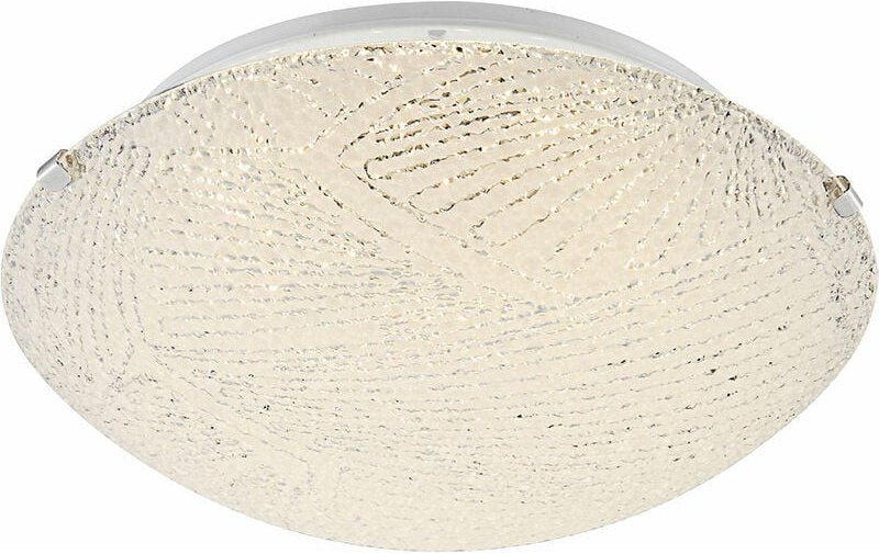 Globo - Deckenlampe Deckenleuchte Wohnzimmerlampe Schlafzimmerleuchte Flurlampe, Metall Muster Glas weiß satiniert, 1x l...