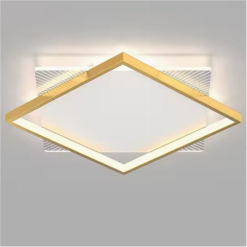 Trade Shop Traesio - Trade Shop - LED-Deckenleuchte, 30 w, quadratisch, goldfarben, moderner Kronleuchter, natürliches L...