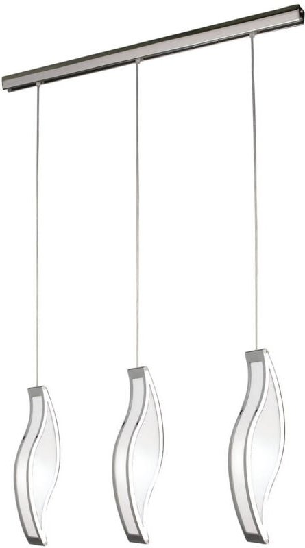 Inspired Sintesys Lineare Pendelleuchte mit 3 Tropfen, E27, 3-flammige E27-Leiste, poliertes Chrom/weißes Acryl, Kompakt...