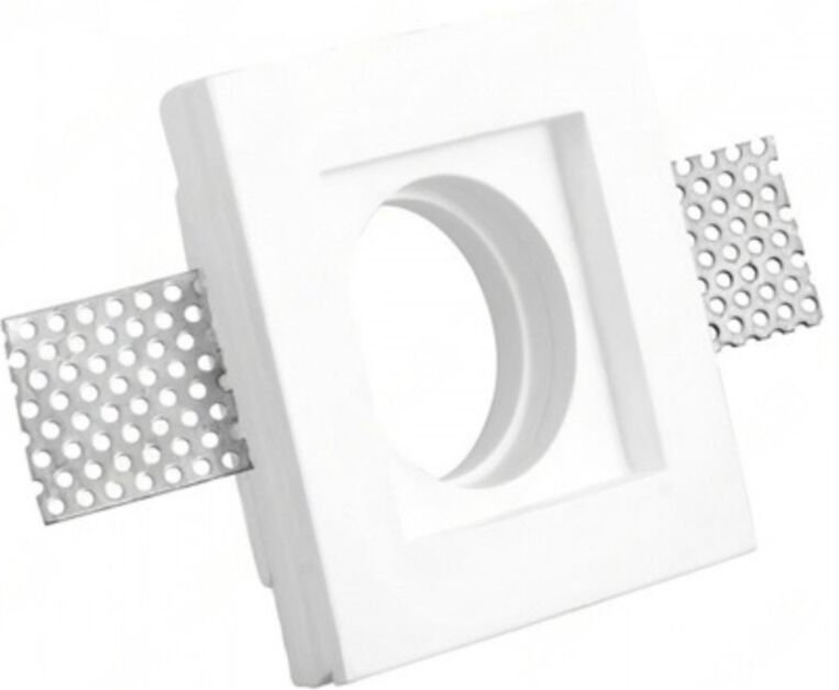 Sololed - Weißer quadratischer Gips-Einbaustrahlerhalter 100x100x30 mm für GU10- und GU5.3-LEDs