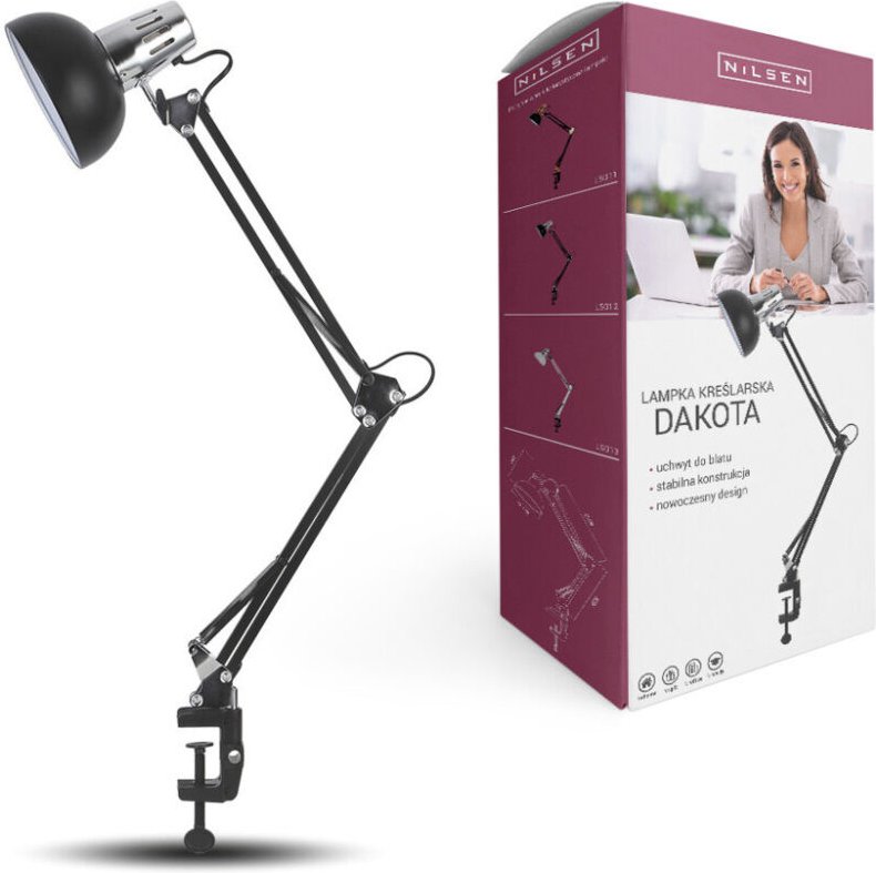 ZEICHNUNGSLAMPE E27 DAKOTA Schwarz Chrom