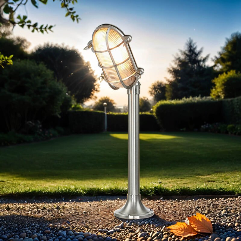 Gartenlampe Messing H:62cm in Nickel Weg Terrasse