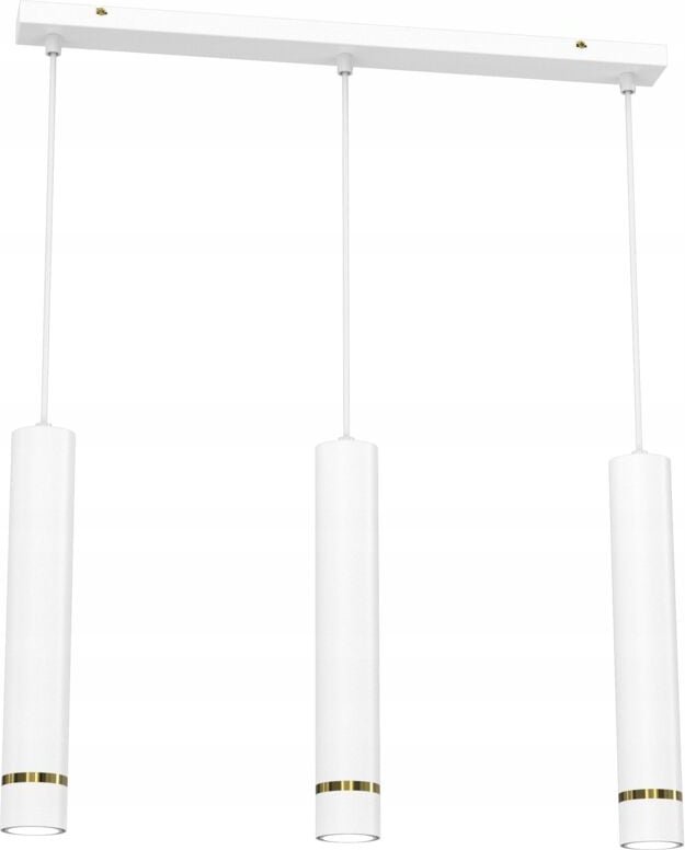 Hängelampen-Röhrenstreifen 3x Gu10 über der Tischinsel Weißgold