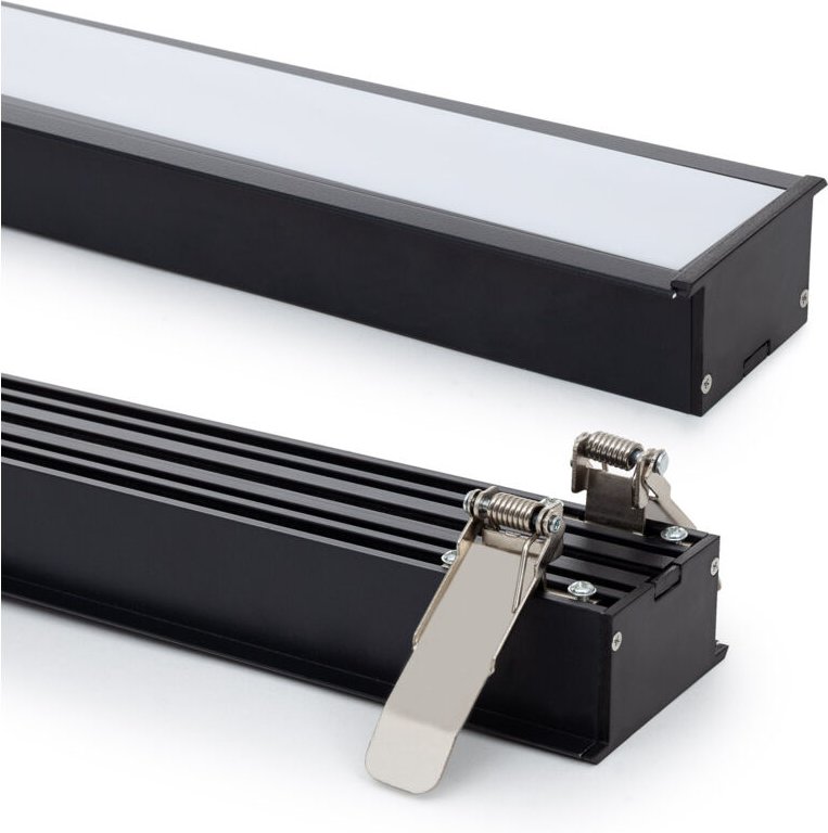 Aluminiumprofil Einbau XL für LED Streifen bis 40 mm mit durchgehender Abdeckung Schwarz 6 m Halbtransparent