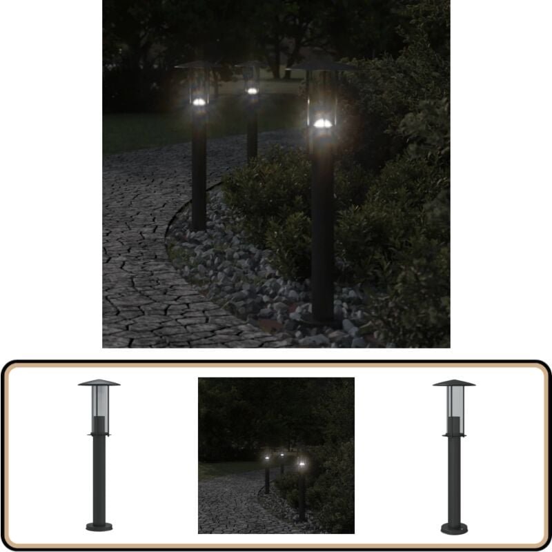 Wegeleuchte Schwarz 60 cm Edelstahl - Outdoor-Beleuchtung - Gartenlampe - Wegeleuchte - Edelstahl Lampe - LED-Lampe